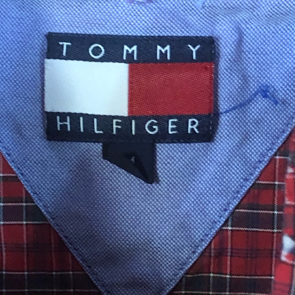 Tommy Hilfiger Button Front Shirt Red Plaid Medium - Picture 3 of 8